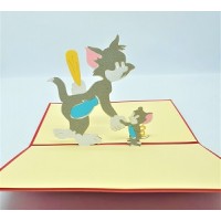 Handmade 3D pop up card Tom and Jerry birthday Valentine's day wedding anniversary father's day mother's day new baby birth engagement